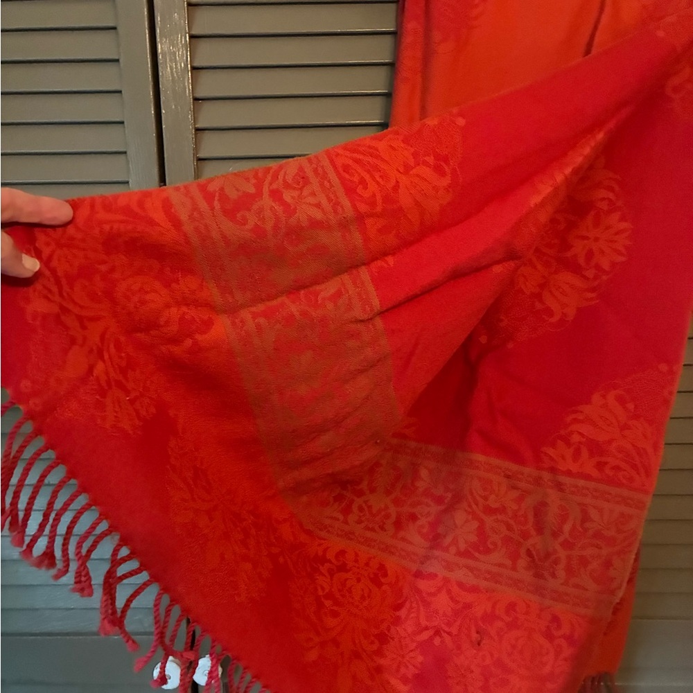 Chic Orange Patterned Scarf - Picture 2 of 3